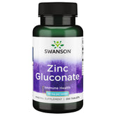Swanson Zinc Gluconate en botella, presentación de suplemento diario
