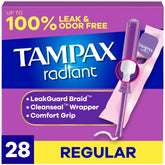 Tampax Radiant con grip texturizado facilita una inserción cómoda.