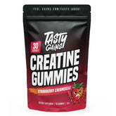 Gominolas de TASTY GAINS con creatina monohidrato sabor fresa crema, energía para entrenar.