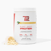 TB12 proteína vegetal en envase, batido suave para recuperación posentrenamiento.