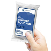 TenderGentle bolsas para triturar pastillas en caja, almacenamiento seguro.