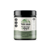 Terra Origin Healthy Gut polvo en envase para apoyo digestivo diario.
