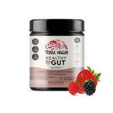 Terra Origin Polvo para la Digestión sabor frambuesa en envase, apoyo digestivo suave