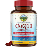 Terranics CoQ10 con aceite de oliva mejora absorcion para energia diaria.