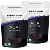 Terrasoul Superfoods Acai en polvo, empaque 2x4 oz, perfecto para batidos antioxidantes.