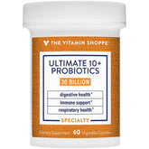 The Vitamin Shoppe Ultimate 10+ Probiotics, botella para equilibrio digestivo diario.