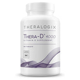 Theralogix Thera-D 4000, vista frontal de la botella, facilita la suplementación diaria.