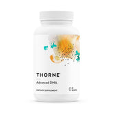 Thorne Advanced DHA cápsulas blandas frente a la botella, apoyo a la salud cerebral.
