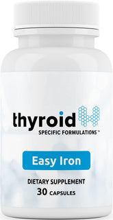 Easy Iron de Thyroid Specific Formulations, frente del bote, apoyo diario para energía sostenida.