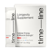 Timeline Mitopure botella destaca pureza y potencia para vitalidad celular.
