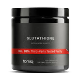 Toniiq Glutatión cápsulas 1000 mg, envase frontal, posible apoyo antioxidante diario.