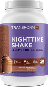 TransformHQ Batido Nocturno de chocolate mousse, empaque práctico para llevar antes de dormir
