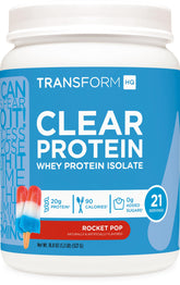 TransformHQ Proteína aislada de suero Rocket Pop, bebida refrescante para entrenamientos.