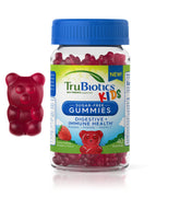 TruBiotics para niños, gomitas de fresa en botella, apoyo digestivo posible.