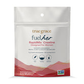 True Grace FuelHer RapidMix creatina monohidratada en envase, soporte limpio para músculo y enfoque.