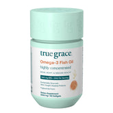 True Grace Omega-3: botella de cápsulas lista para uso diario.