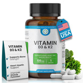 TRUEMED D3 K2 5000 IU botella frontal con información para huesos saludables