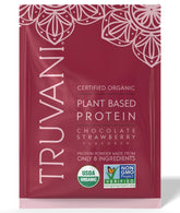 Proteína de guisante Truvani en envase, lista para batidos nutritivos.