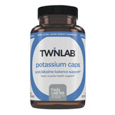 Twinlab Potassium Caps en botella para apoyo muscular y cardíaco.