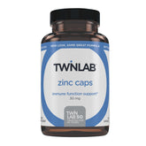 Twinlab Zinc Caps: botella frontal mostrando el envase para soporte inmune