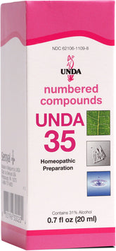 UNDA 35 Compuestos Numerados, botella para uso diario y apoyo al bienestar.