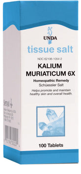 UNDA Kalium Muriaticum 6X, botella de tabletas para apoyar piel saludable