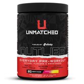 Unmatched Outlier bote de polvo frambuesa yuzu para energía sostenida en entrenamientos.