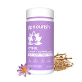 UpNourish Ashwagandha y azafrán en cápsulas para equilibrio emocional.