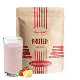 UpNourish envase proteína vegana fresa y banana, práctico para nutrición diaria