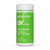 UpNourish Liposomal D3 K2 en botella, fácil de incorporar a la rutina diaria.