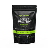 UpNourish proteína vegana vainilla, envase práctico para almacenamiento