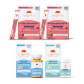 Uqora Flush Advanced+ bebida mezclar, preparada para apoyar la salud urinaria diaria.