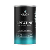 Valara creatina monohidratada micronizada en bote para mejor absorción.