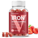 VEGEPOWER gomitas de hierro sabor fresa, textura agradable para consumo diario.