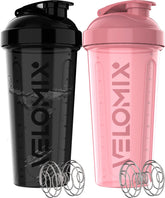 Velomix pack de botellas de 28 oz en rosa y negro para batidos.