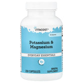 Vitacost Potasio y Magnesio, botella lista para la dosificación diaria.
