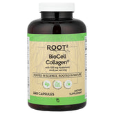 Vitacost ROOT2 colágeno BioCell en botella de cápsulas, apoyo para articulaciones y piel.