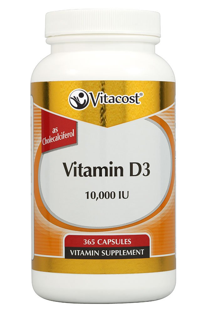Vitacost Vitamina D3 cápsulas, apoyo diario para huesos y sistema inmune.