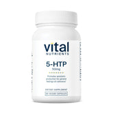 Vital Nutrients 5-HTP: frasco con etiqueta legible para confianza en la compra.