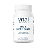 Vital Nutrients B12 y Metilfolato en envase, ideal para uso diario.