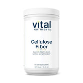 Vital Nutrients fibra de celulosa polvo envase práctico para apoyo a la regularidad diaria.
