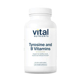 Vital Nutrients Tyrosine y Vitaminas B, botella: apoyo posible para energía diaria.
