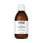 Vital Nutrients Ultra Pure Fish Oil 1400: botella vertiendo, soporte a membranas y tejidos.