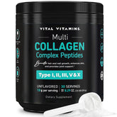 Vital Vitamins Multi Collagen en bote, uso diario para piel y cabello.