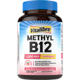 Vitalibre B12 tableta masticable sabor melocotón para energía diaria.
