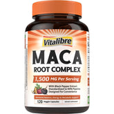 Vitalibre Maca 1500mg: cápsulas frente para energía sostenida.