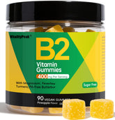 VitalityPeak Riboflavina 400 mg en envase, apoyo suave para energía diaria.