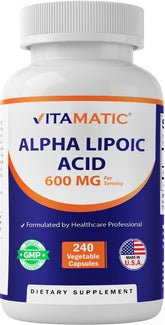 Vitamatic ALA 600 mg, cápsulas vegetales para antioxidante diario.