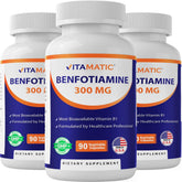 Vitamatic Benfotiamina conjunto de 3 botellas para suministro prolongado.