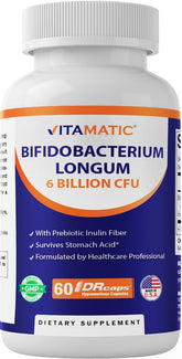 Vitamatic Bifidobacterium Longum en frasco promueve salud intestinal diaria